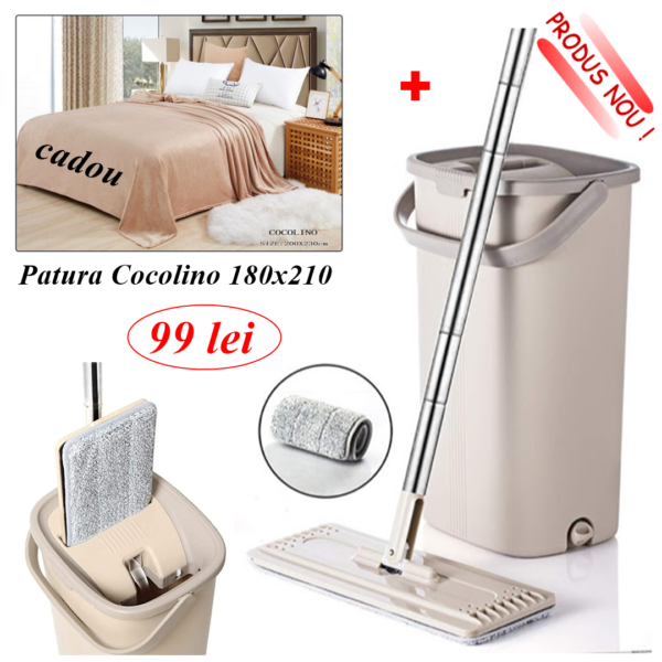 Galeata cu Mop Plat Sillgech + CADOU Patura cocolino
